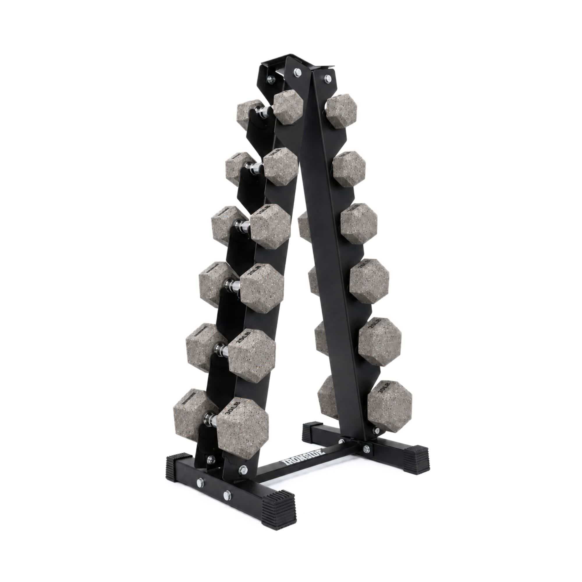 Pack IRONSIDE Mancuernas Hexagonales (LB) + Rack de Almacenamiento