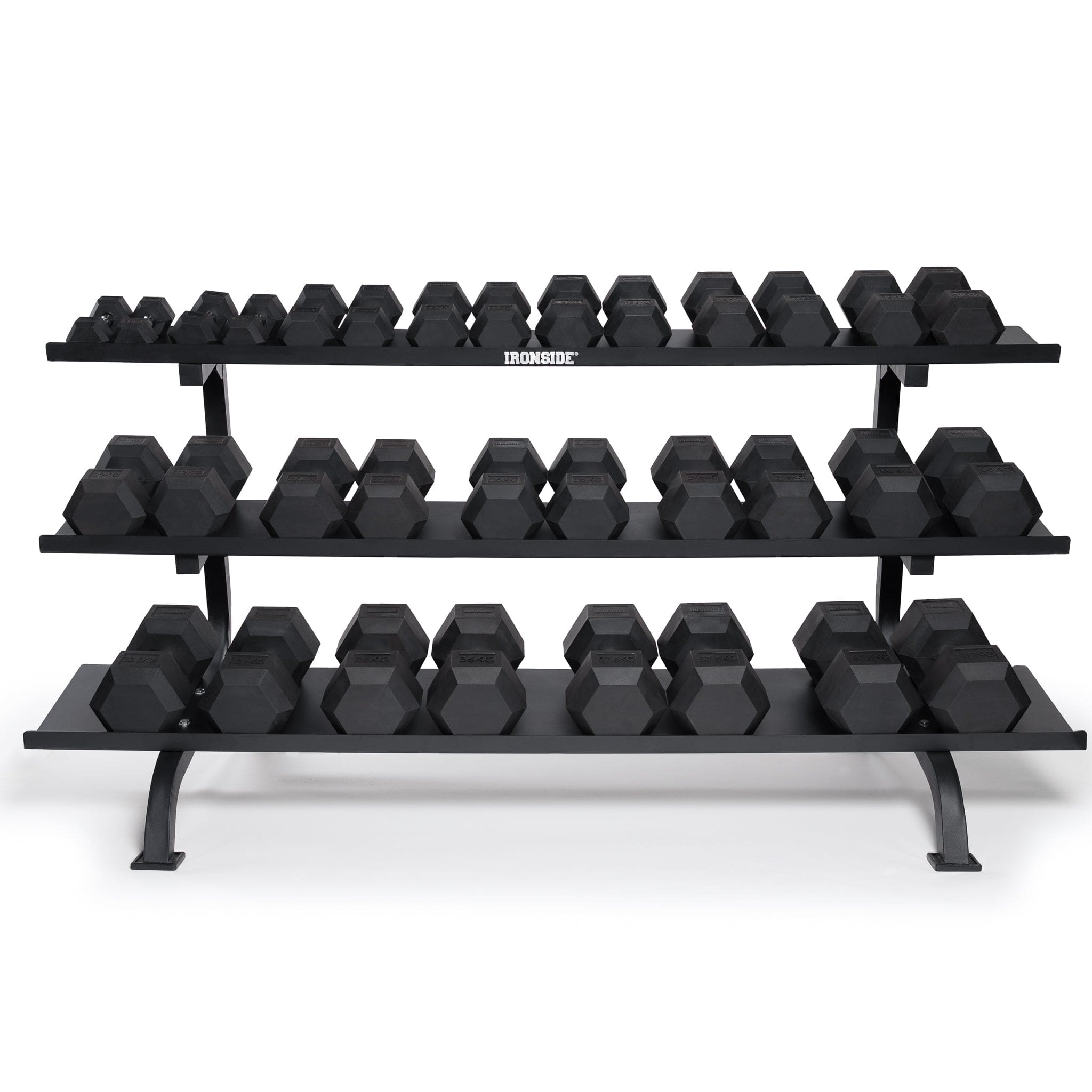 Pack IRONSIDE Mancuernas Hexagonales (LB) + Rack de Almacenamiento