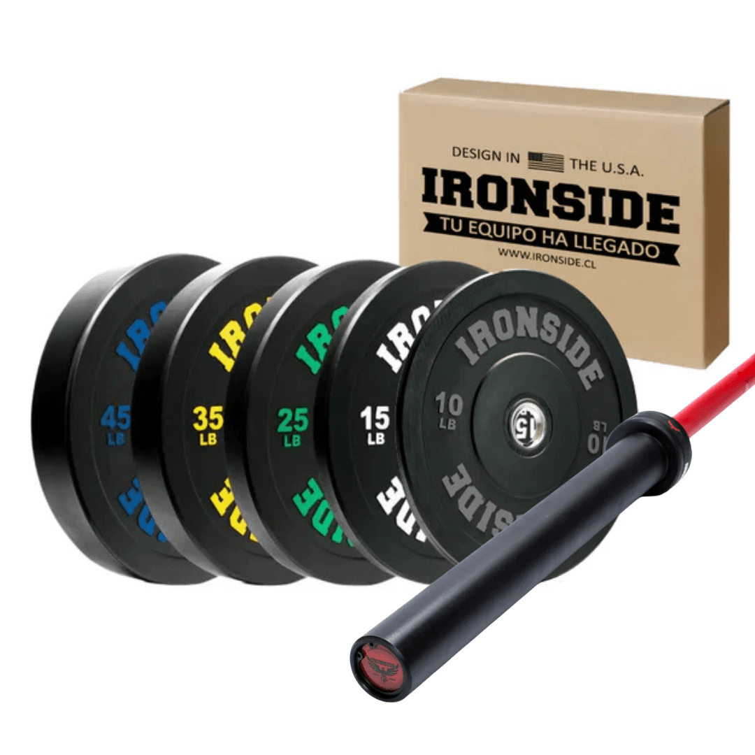 Pack IRONSIDE Barra Phoenix Cerakote (20 kg) + Set Discos PRO (260 lb)