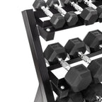 Set 550 lb Mancuernas Hexagonales (5 a 50 lb) + Rack de Almacenamiento IRONSIDE