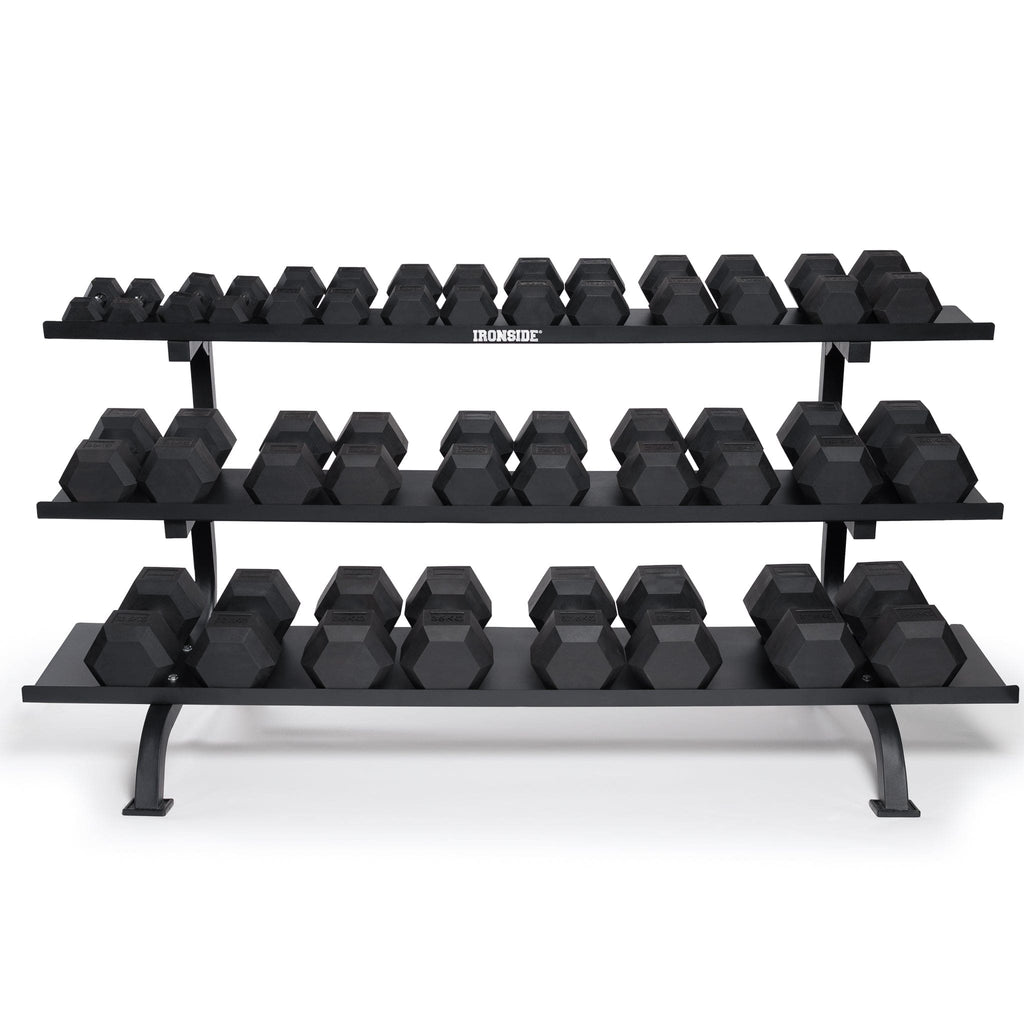 Pack IRONSIDE Mancuernas Hexagonales (LB) + Rack de Almacenamiento