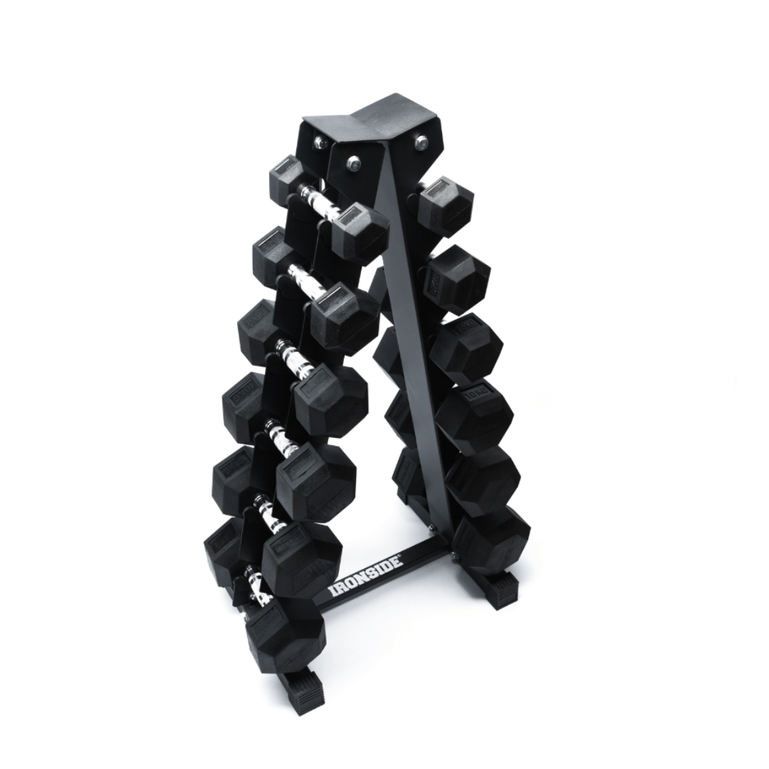 Rack de Mancuernas Triangular IRONSIDEMANCUERNASIRONSIDEColor: Negro